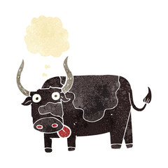cartoon bull with thought bubble