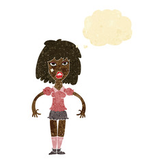 cartoon girl fight with thought bubble