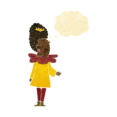 cartoon queen with thought bubble