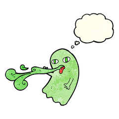 funny cartoon ghost with thought bubble