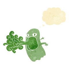funny cartoon ghost with thought bubble