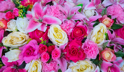 Close up colorful bunch of beautiful flowers.