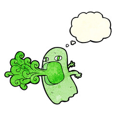 funny cartoon ghost with thought bubble