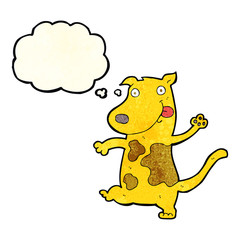 cartoon happy dog with thought bubble