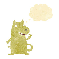cartoon happy dog with thought bubble