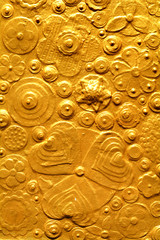 Gold textured floral background surface, flower painting