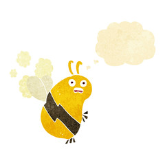 funny cartoon bee with thought bubble