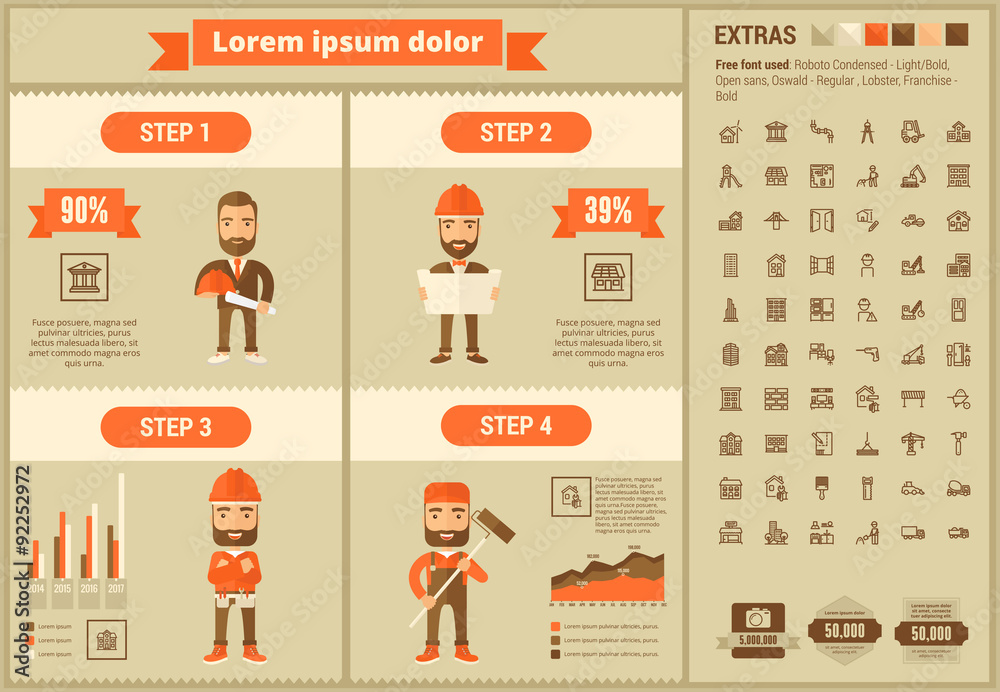 Canvas Prints constraction flat design infographic template