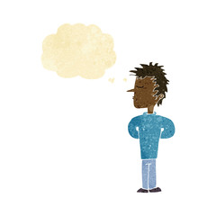 cartoon man ignoring with thought bubble