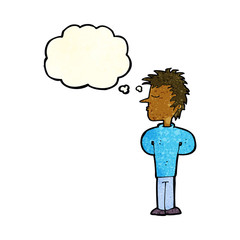 cartoon man ignoring with thought bubble