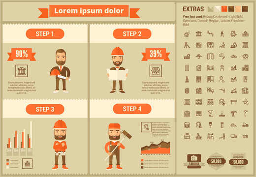 Constraction flat design Infographic Template