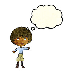 cartoon woman asking question with thought bubble