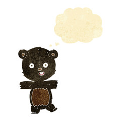 cartoon cute black bear cub with thought bubble