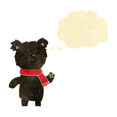 cartoon cute black bear cub with thought bubble