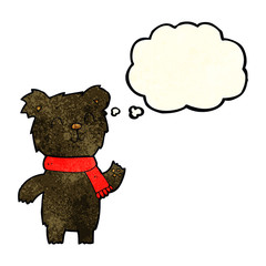 cartoon cute black bear cub with thought bubble