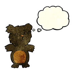cartoon cute black bear cub with thought bubble
