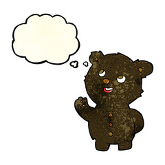 cartoon cute black bear cub with thought bubble