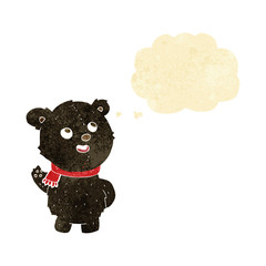 cartoon cute black bear cub with thought bubble
