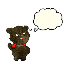 cartoon cute black bear cub with thought bubble