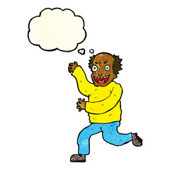 cartoon evil old man with thought bubble