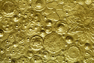 Golden flowers surface background, gold background, painting