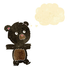 cartoon cute black bear with thought bubble