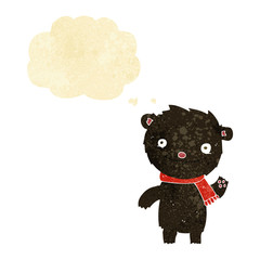 cartoon cute black bear with thought bubble