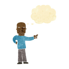 cartoon pointing man with thought bubble