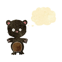 cartoon happy black bear with thought bubble