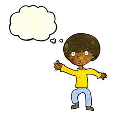 cartoon panicking boy with thought bubble
