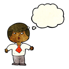cartoon shocked boy with thought bubble