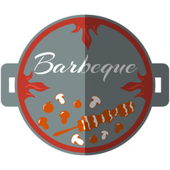 flat design bbq, grill;  restaurant; shashlik;  badges, ribbons