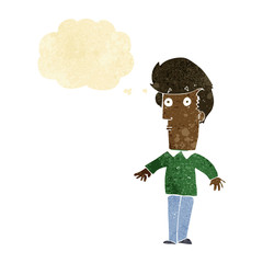 cartoon startled man with thought bubble