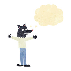 cartoon werewolf with thought bubble