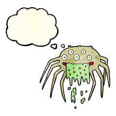 cartoon gross halloween spider with thought bubble