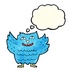 cartoon happy owl with thought bubble
