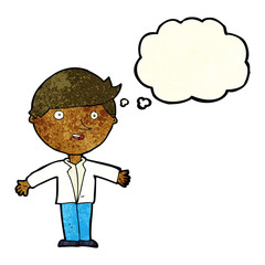 cartoon man in casual jacket with thought bubble