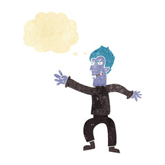 Obraz na płótnie Canvas cartoon vampire man with thought bubble