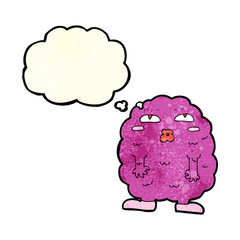 funny cartoon monster with thought bubble