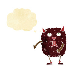 funny cartoon monster with thought bubble