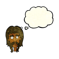 cartoon man with long mustache with thought bubble