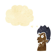cartoon vampire head with thought bubble