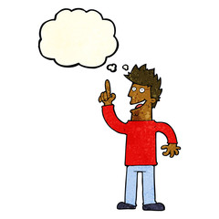 cartoon man with great new idea with thought bubble
