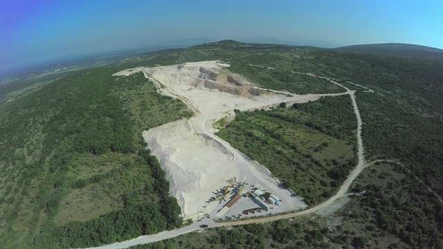 Calcium carbonate quarry, aerial shot