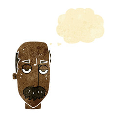 cartoon bored old man with thought bubble