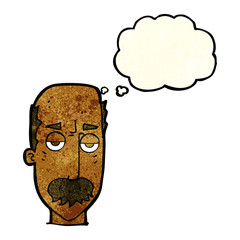 cartoon bored old man with thought bubble