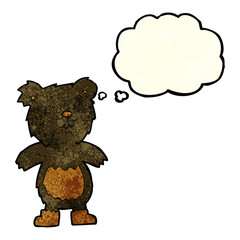 cartoon teddy black bear with thought bubble