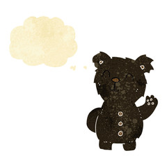 cartoon black bear with thought bubble