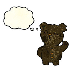 cartoon black bear with thought bubble