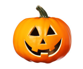 Happy Halloween Pumpkin, Jack O Lantern isolated on white backgr